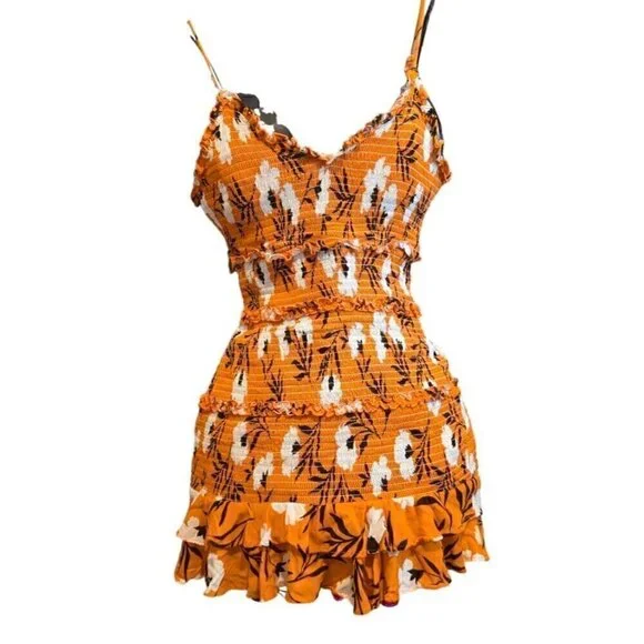 open lace back dress OLIVACEOUS Back Tie Sleeveless Midi Dress In Orange main image 0
